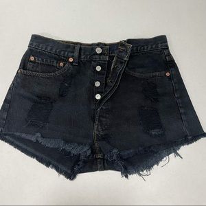 Levi’s Vintage Black High Rise Frayed Shorts